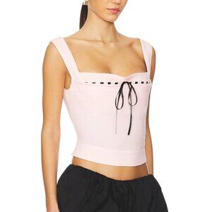 Miaou Laced Imogene Corset top Willa 🎀 Pink Milkmaid Ribbon Small Crop ballet